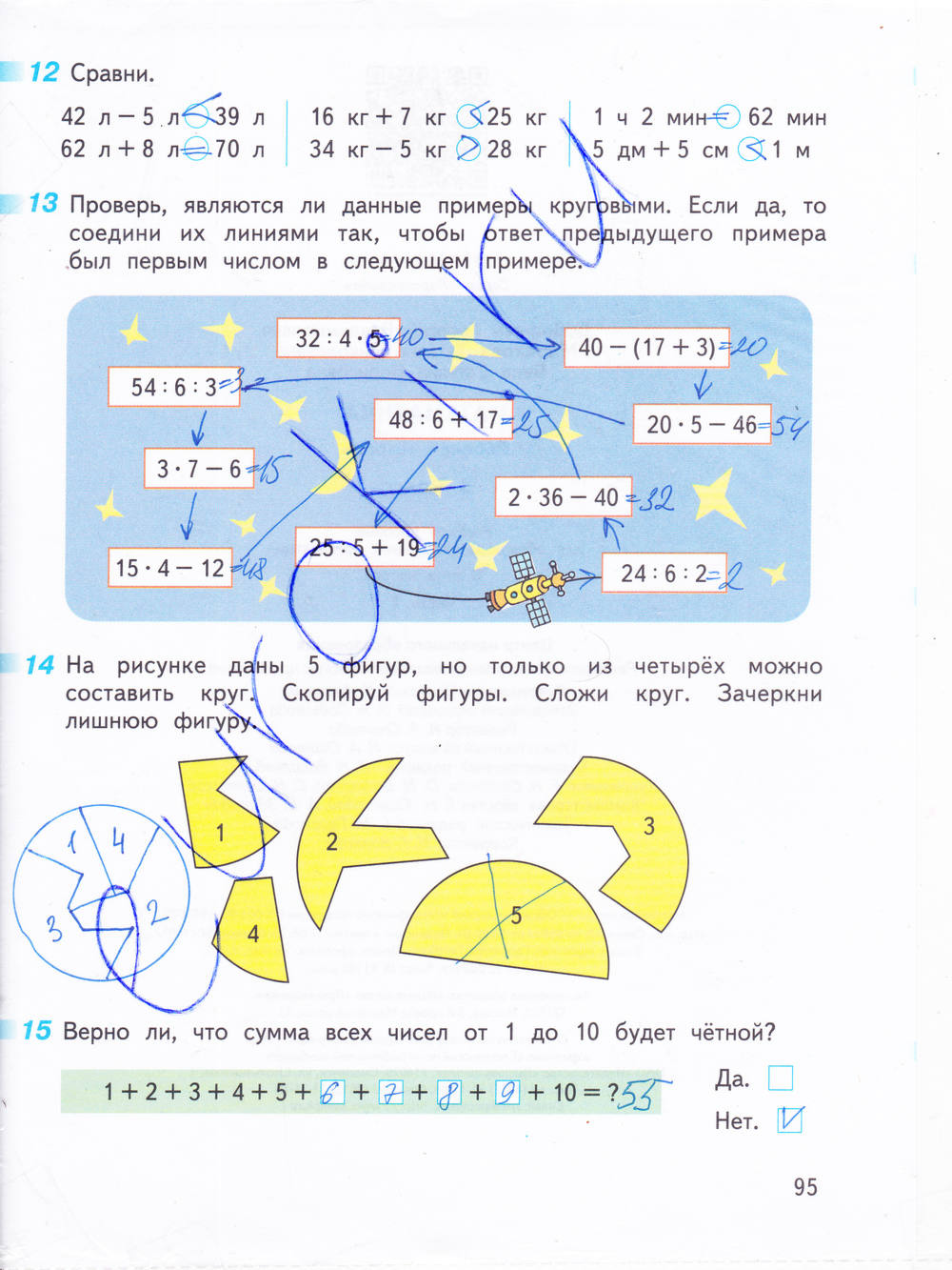 Рабочая тетрадь. Часть 1, 3 класс, Дорофеев Г. В., Миракова Т. Н., Бука Т. Б., 2016, задание: стр. 95