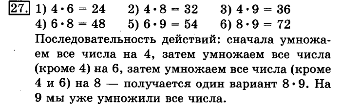 учебник: часть 1, часть 2, 3 класс, Рудницкая, Юдачева, 2013, Умножение на двузначное число Задание: 27