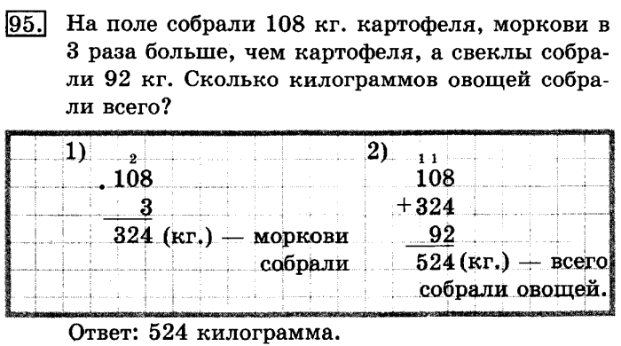 рабочая тетрадь: часть 1, часть 2, 3 класс, Рудницкая, Юдачева, 2013, Рабочая тетрадь. Часть 2 Задача: 95