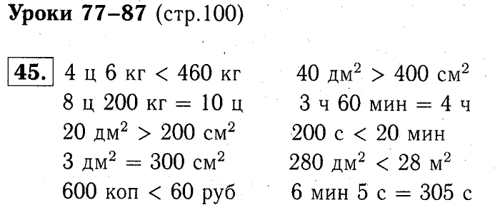 учебник: часть 1, часть 2, часть 3, 3 класс, Демидова, Козлова, 2015, Уроки 77-87 (стр. 100) Задание: 45