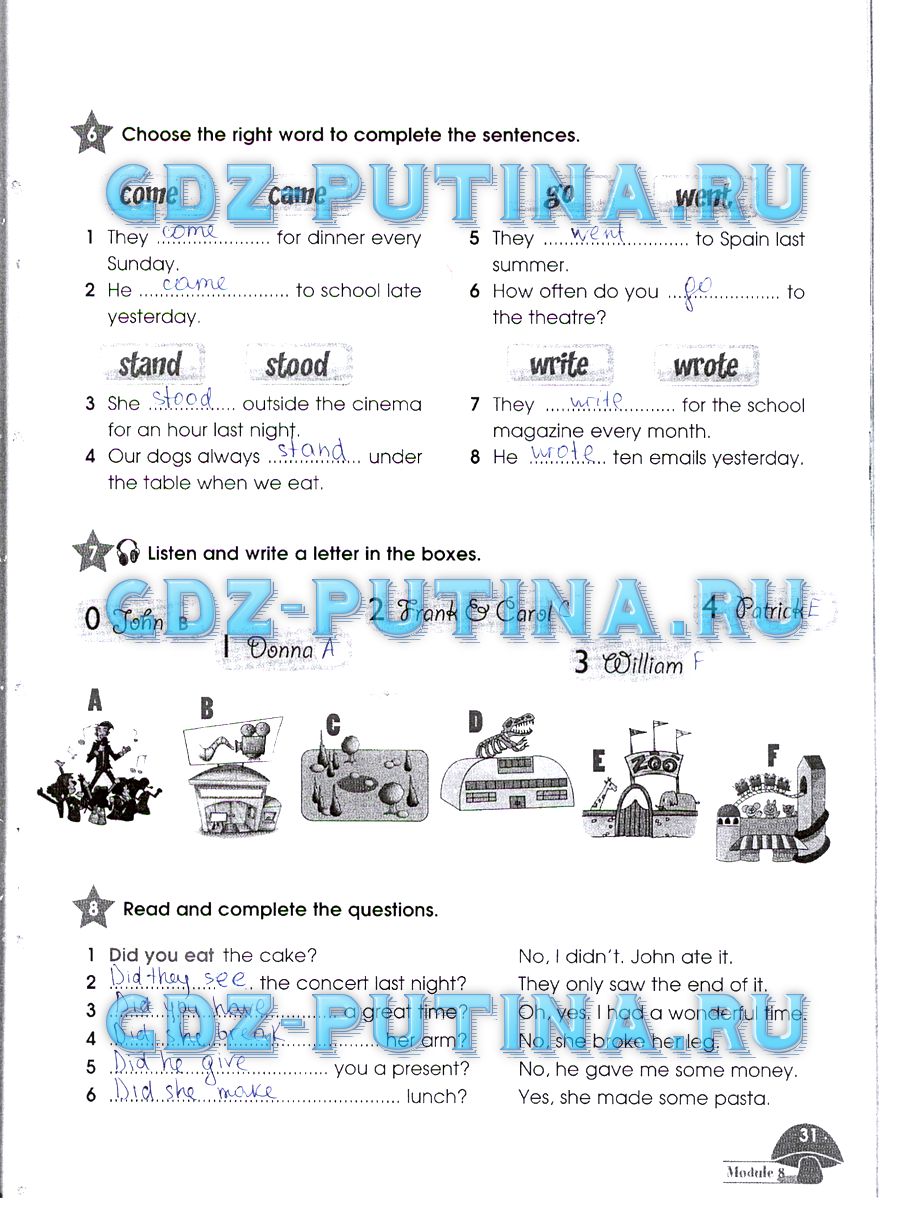 Рабочая тетрадь. Starlight, 4 класс, Баранова, 2015, Часть 2 Задание: 31