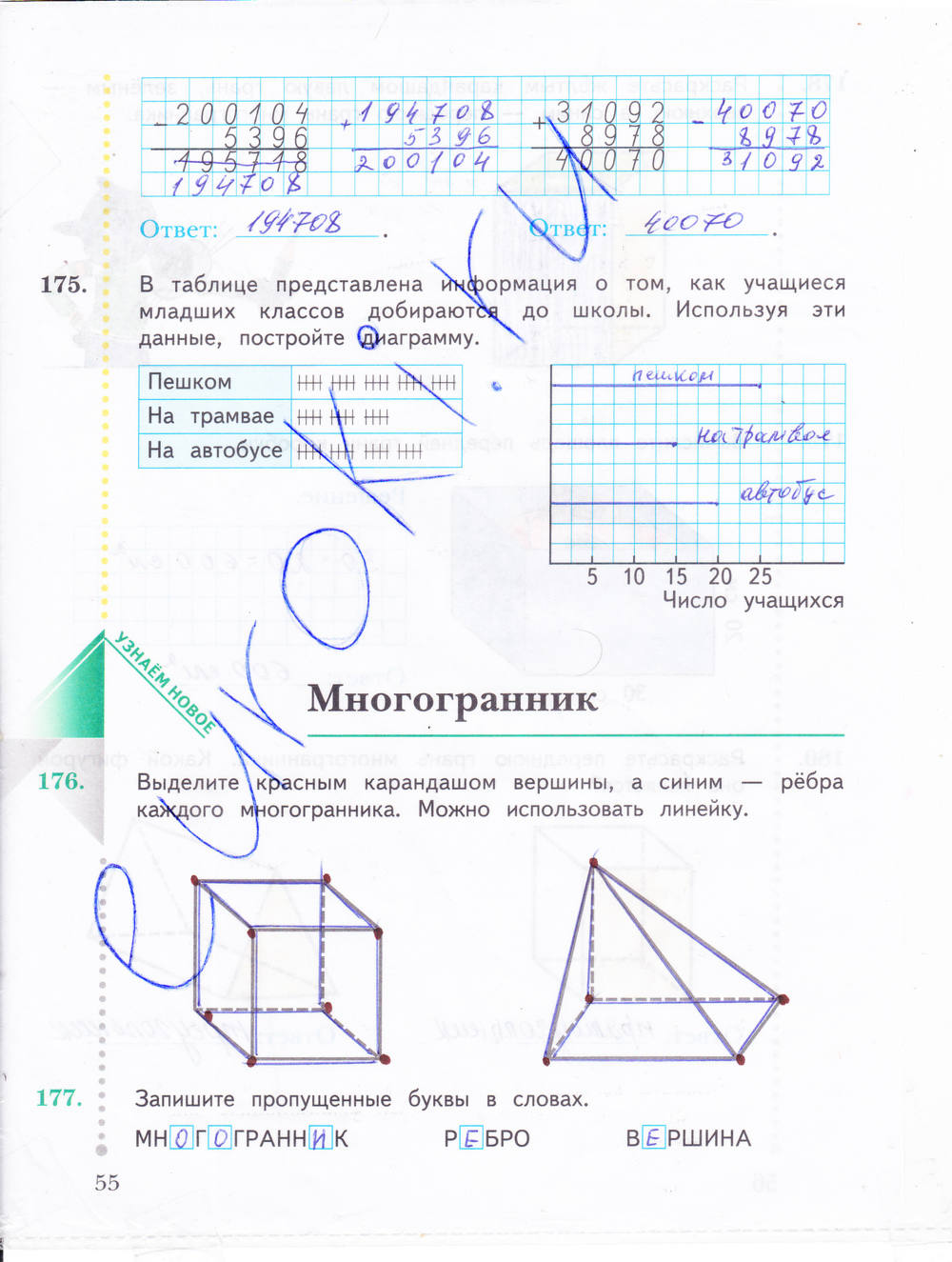 Рабочая тетрадь. Часть 1, 4 класс, Рудницкая В.Н., 2015, задание: стр. 55