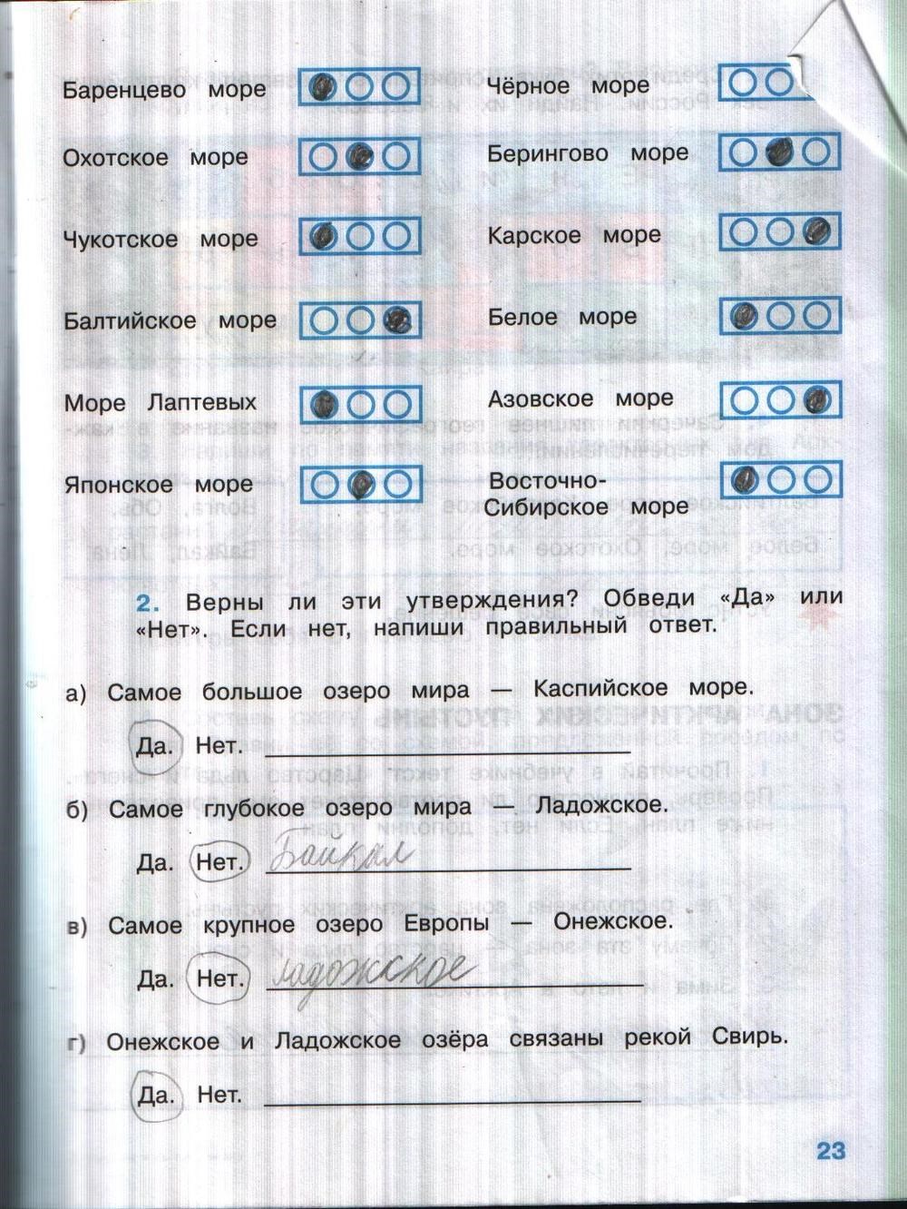 Рабочая тетрадь. Часть 2, 4 класс, А.А. Плешаков, Е.А. Крючкова, 2008, задание: стр.23