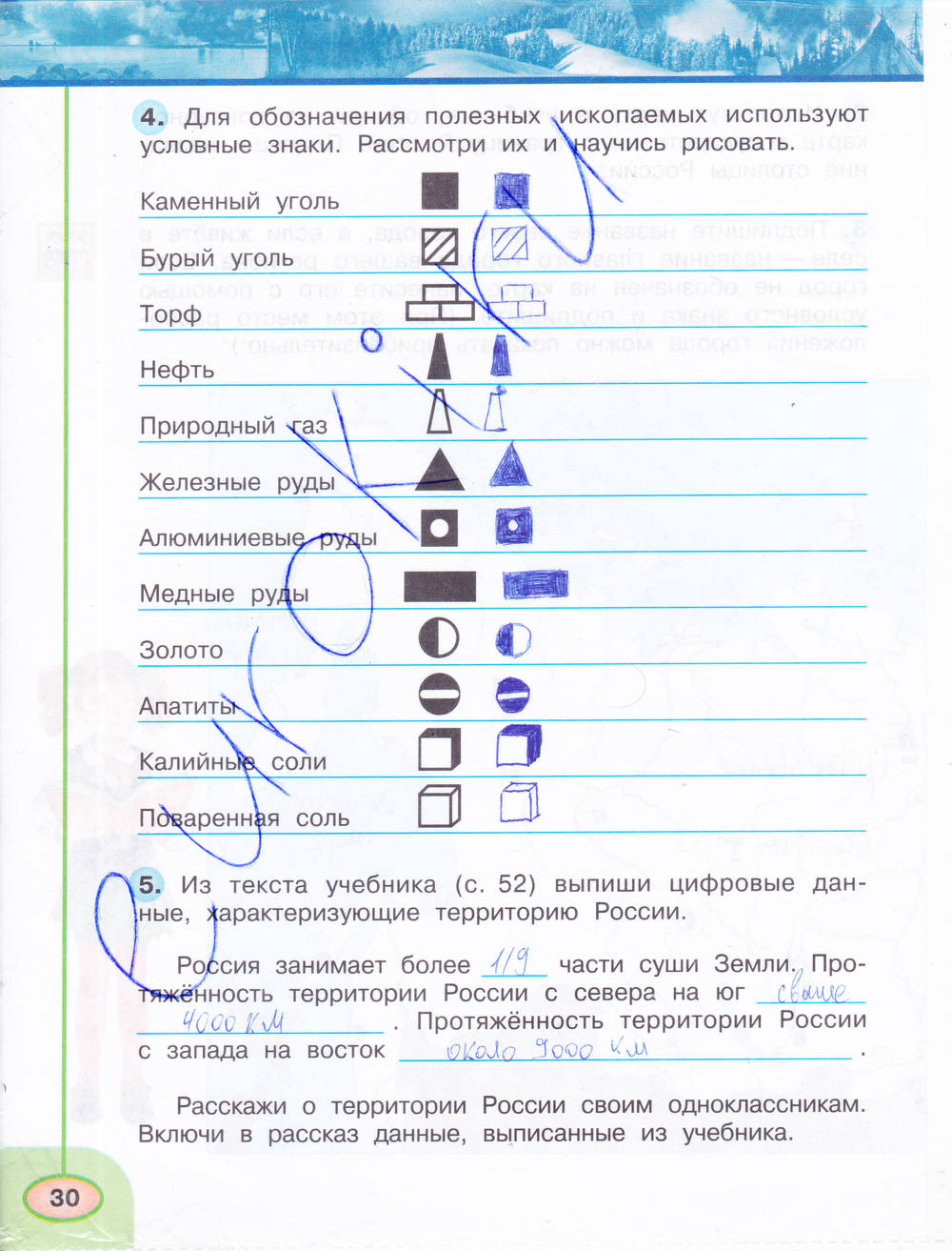 Рабочая тетрадь. Часть 1, 4 класс, Плешаков А.А., Новицкая М.Ю., 2015, задание: стр. 30
