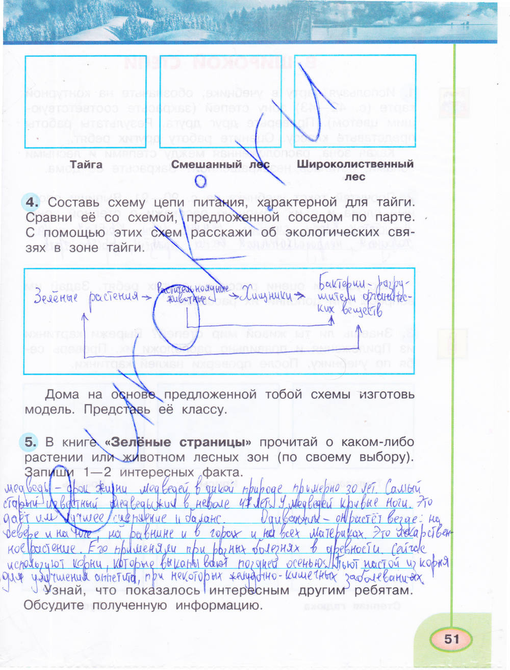 Рабочая тетрадь. Часть 1, 4 класс, Плешаков А.А., Новицкая М.Ю., 2015, задание: стр. 51