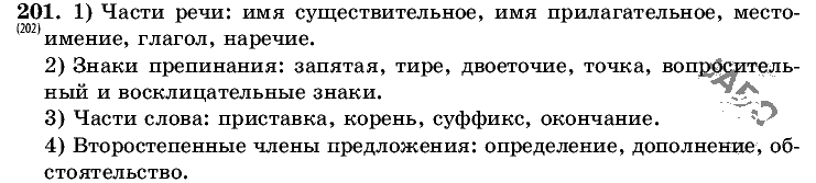 Русский язык, 5 класс, Т.А. Ладыженская, М.Т. Баранов, 2008 - 2015, задание: 201