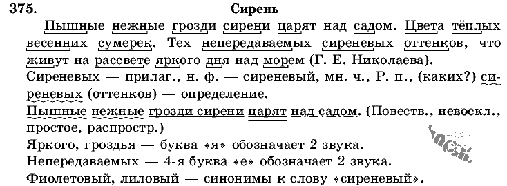 Русский язык, 5 класс, Т.А. Ладыженская, М.Т. Баранов, 2008 - 2015, задание: 375