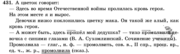 Русский язык, 5 класс, Т.А. Ладыженская, М.Т. Баранов, 2008 - 2015, задание: 431