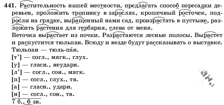 Русский язык, 5 класс, Т.А. Ладыженская, М.Т. Баранов, 2008 - 2015, задание: 441