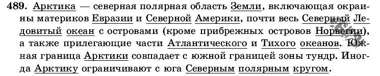 Русский язык, 5 класс, Т.А. Ладыженская, М.Т. Баранов, 2008 - 2015, задание: 489