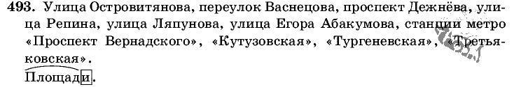 Русский язык, 5 класс, Т.А. Ладыженская, М.Т. Баранов, 2008 - 2015, задание: 493