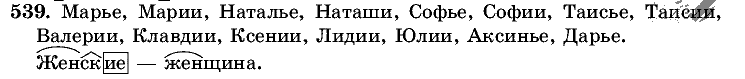 Русский язык, 5 класс, Т.А. Ладыженская, М.Т. Баранов, 2008 - 2015, задание: 539