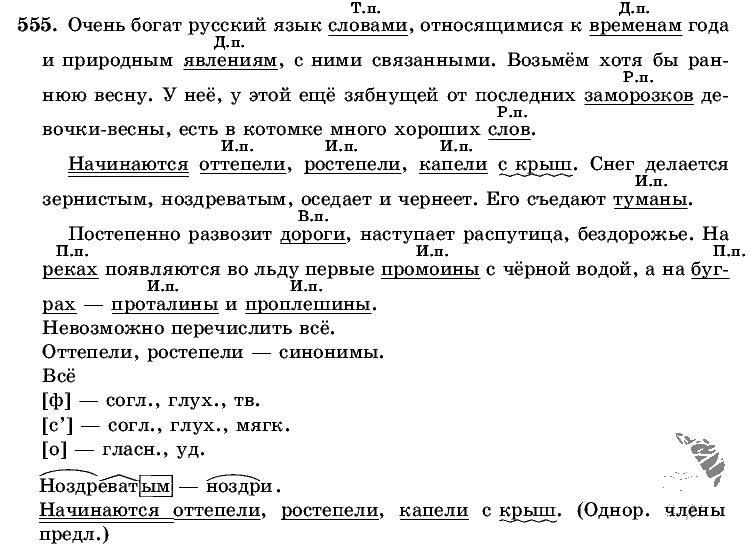 Русский язык, 5 класс, Т.А. Ладыженская, М.Т. Баранов, 2008 - 2015, задание: 555