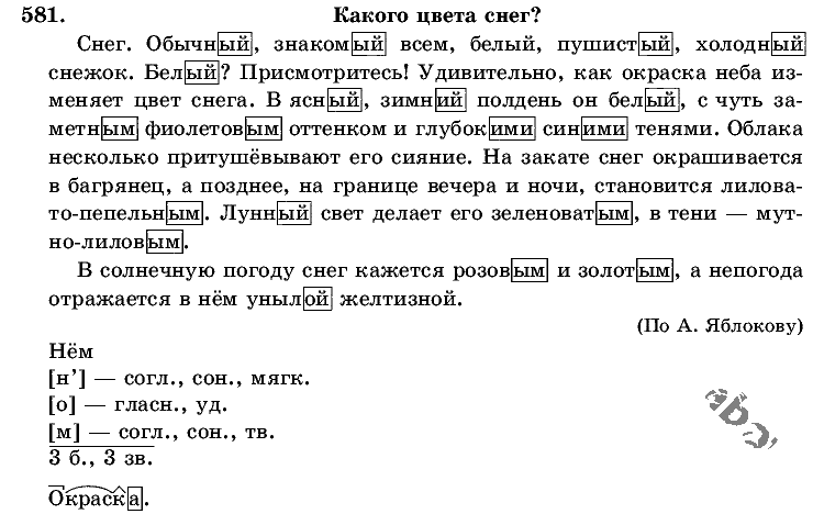 Русский язык, 5 класс, Т.А. Ладыженская, М.Т. Баранов, 2008 - 2015, задание: 581