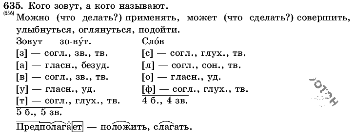 Русский язык, 5 класс, Т.А. Ладыженская, М.Т. Баранов, 2008 - 2015, задание: 635