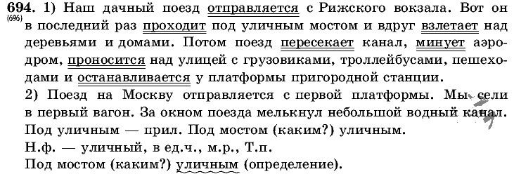 Русский язык, 5 класс, Т.А. Ладыженская, М.Т. Баранов, 2008 - 2015, задание: 694