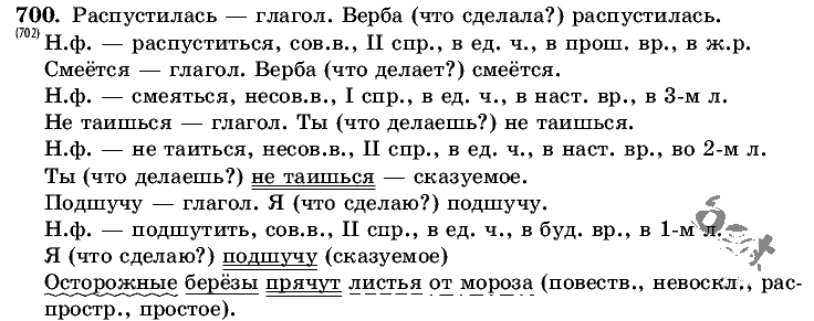 Русский язык, 5 класс, Т.А. Ладыженская, М.Т. Баранов, 2008 - 2015, задание: 700
