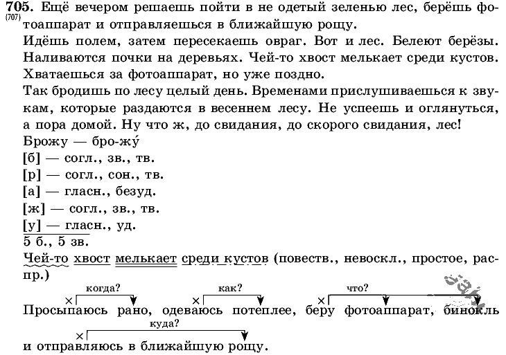 Русский язык, 5 класс, Т.А. Ладыженская, М.Т. Баранов, 2008 - 2015, задание: 705