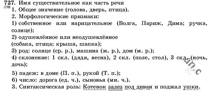 Русский язык, 5 класс, Т.А. Ладыженская, М.Т. Баранов, 2008 - 2015, задание: 727