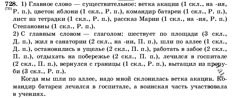 Русский язык, 5 класс, Т.А. Ладыженская, М.Т. Баранов, 2008 - 2015, задание: 728