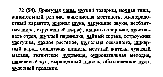 Русский язык, 5 класс, М.М. Разумовская, 2004 / 2009, задание: 72(54)