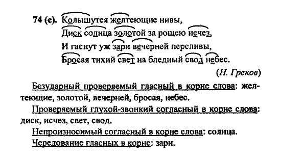 Русский язык, 5 класс, М.М. Разумовская, 2004 / 2009, задание: 74 (с)
