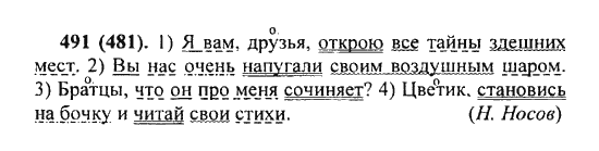 Русский язык, 5 класс, Разумовская, Львова, Капинос, 2013 - 2014 - 2015, задание: 491 (481)