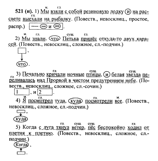 Русский язык, 5 класс, Разумовская, Львова, Капинос, 2013 - 2014 - 2015, задание: 521 (H)