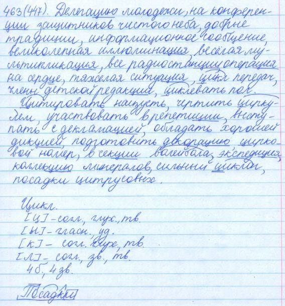 Русский язык, 5 класс, Баранов, Ладыженская, 2012 / 2015, задание: 463 (447)