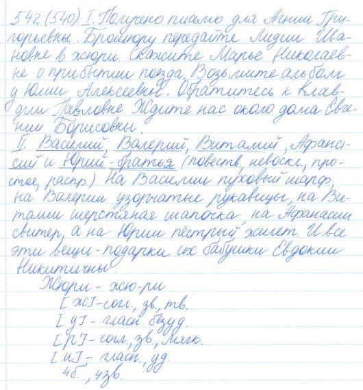 Русский язык, 5 класс, Баранов, Ладыженская, 2012 / 2015, задание: 542 (540)