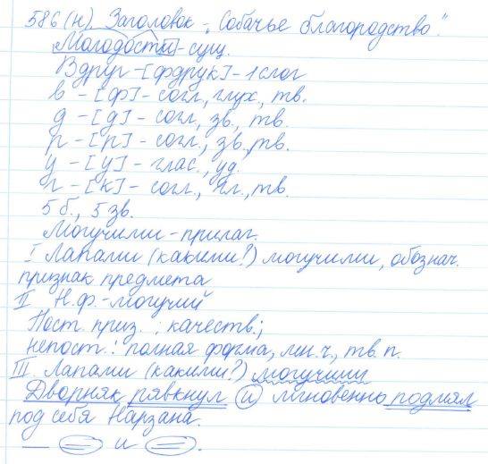 Русский язык, 5 класс, Баранов, Ладыженская, 2012 / 2015, задание: 586 (н)