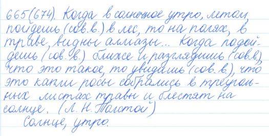 Русский язык, 5 класс, Баранов, Ладыженская, 2012 / 2015, задание: 665 (674)
