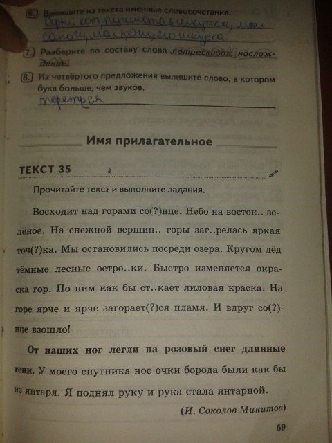 Комплексный анализ текста. Рабочая тетрадь, 5 класс, Е.А. Влодавская, 2015 - 2016, задание: стр.59