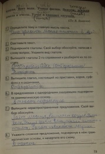 Комплексный анализ текста. Рабочая тетрадь, 5 класс, Е.А. Влодавская, 2015 - 2016, задание: стр.73