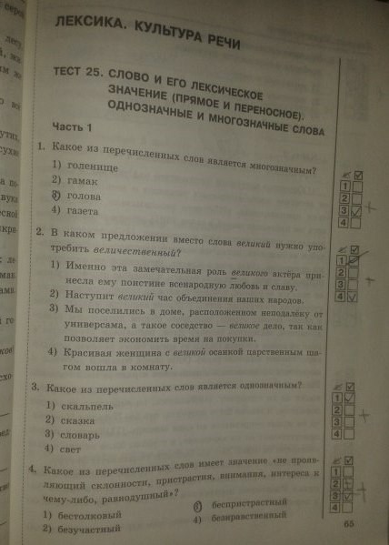 Рабочая тетрадь. Тесты, 5 класс, Т.А. Ладыженской, Е.П. Черногрудова, 2014, задание: стр.65