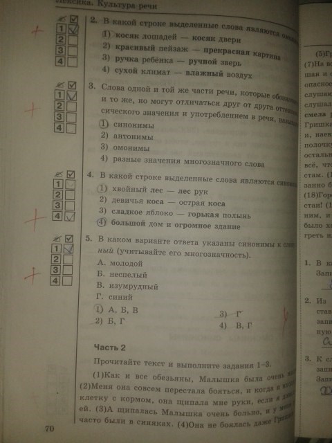 Рабочая тетрадь. Тесты, 5 класс, Т.А. Ладыженской, Е.П. Черногрудова, 2014, задание: стр.70