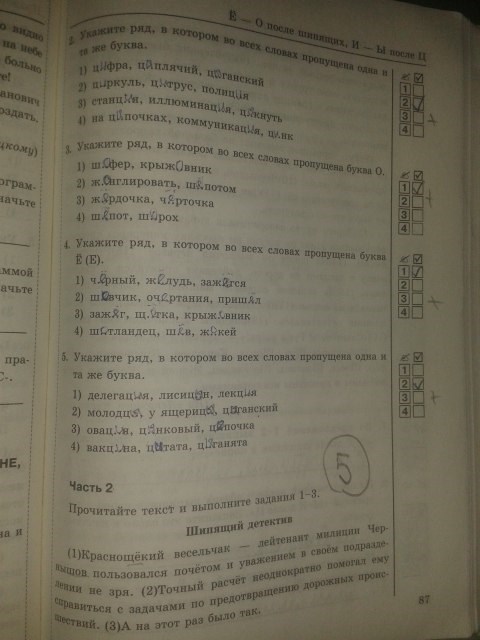 Рабочая тетрадь. Тесты, 5 класс, Т.А. Ладыженской, Е.П. Черногрудова, 2014, задание: стр.87