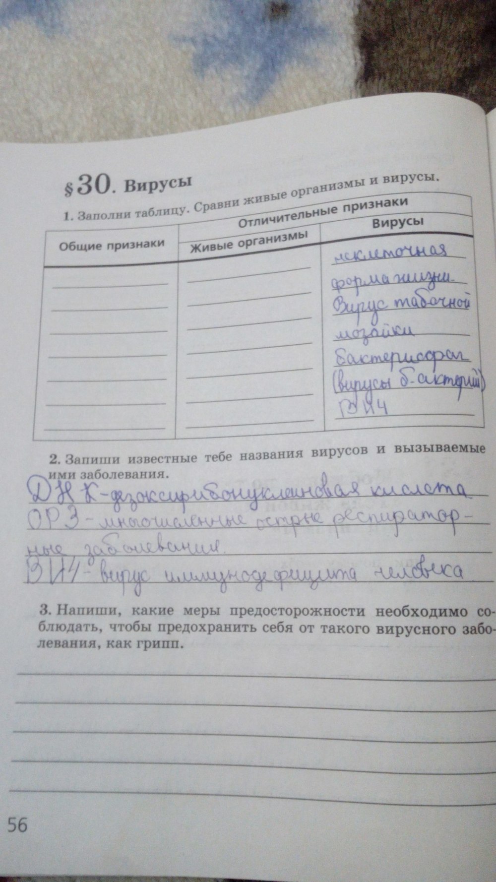 Рабочая тетрадь, 5 класс, Сивоглазов В.И., Суматохин С.В., 2005, задание: стр. 56