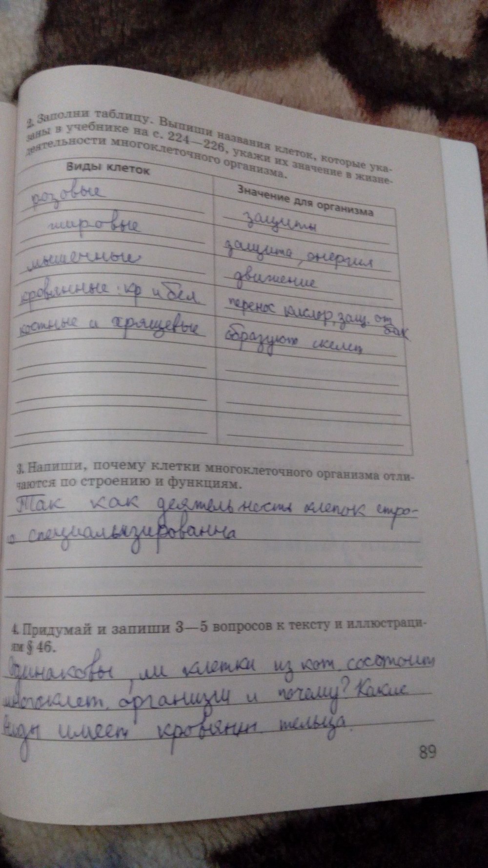 Рабочая тетрадь, 5 класс, Сивоглазов В.И., Суматохин С.В., 2005, задание: стр. 89