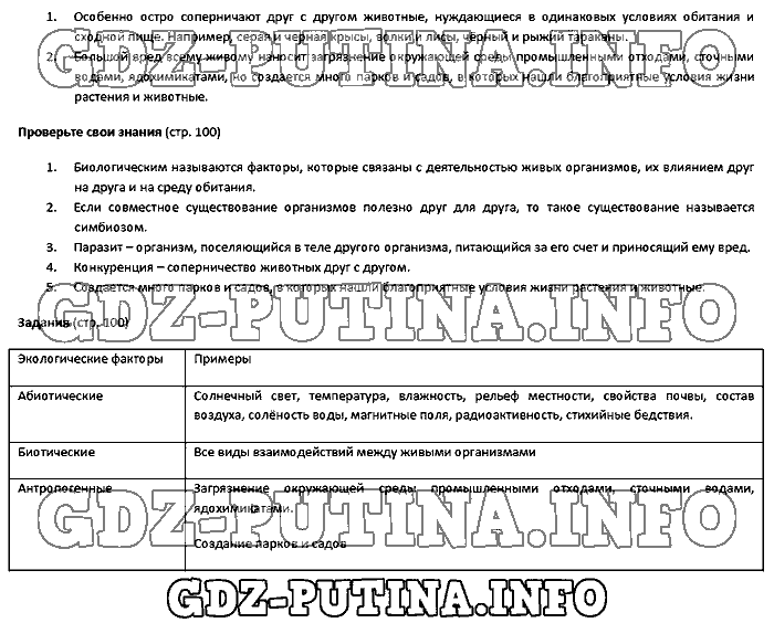 Биология, 5 класс, Плешаков Введенский, 2016, Страница Задача: 100
