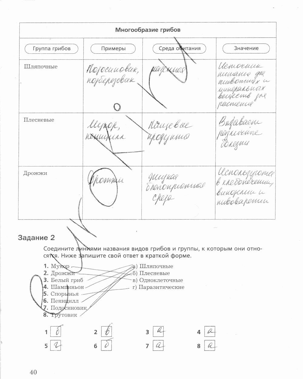 Рабочая тетрадь, 5 класс, Корнилова О.А., Николаев И.В., 2010 - 2015, задание: стр. 40