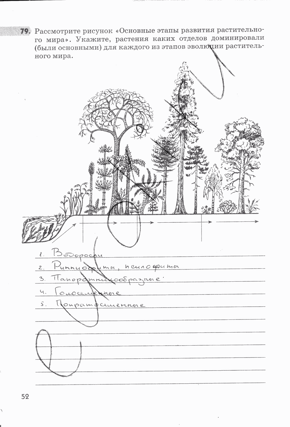 Рабочая тетрадь, 5 класс, Пасечник В.В., 2013 - 2016, задание: стр. 52