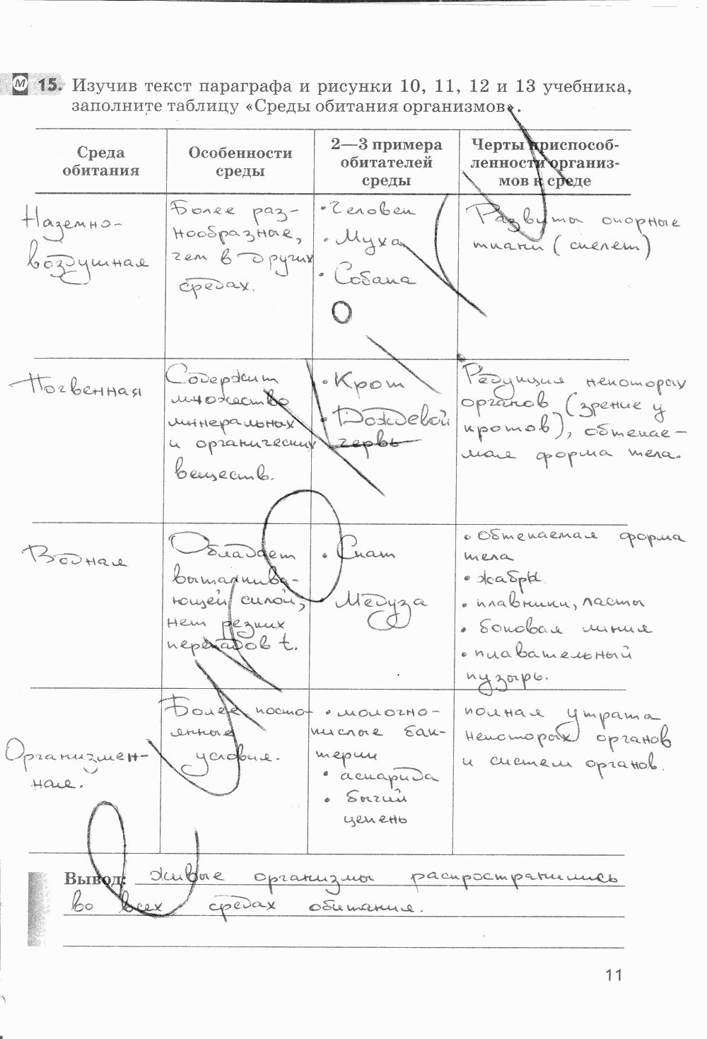 Рабочая тетрадь, 5 класс, Пасечник В.В., 2013 - 2016, задание: стр. 11