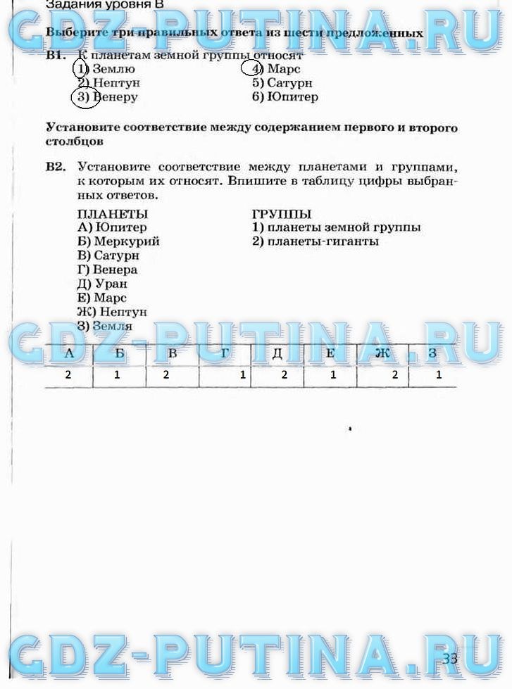 Рабочая тетрадь, 5 класс, Плешаков А.А., Сонин Н.И., 2014 - 2016, задание: 33