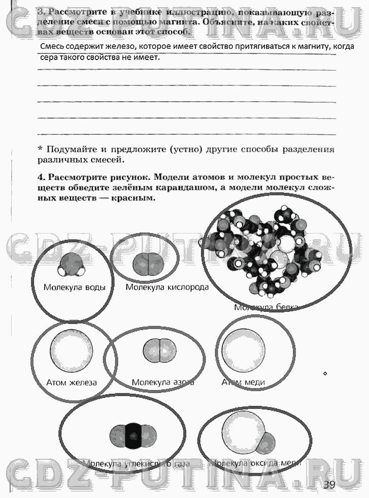 Рабочая тетрадь, 5 класс, Плешаков А.А., Сонин Н.И., 2014 - 2016, задание: 39