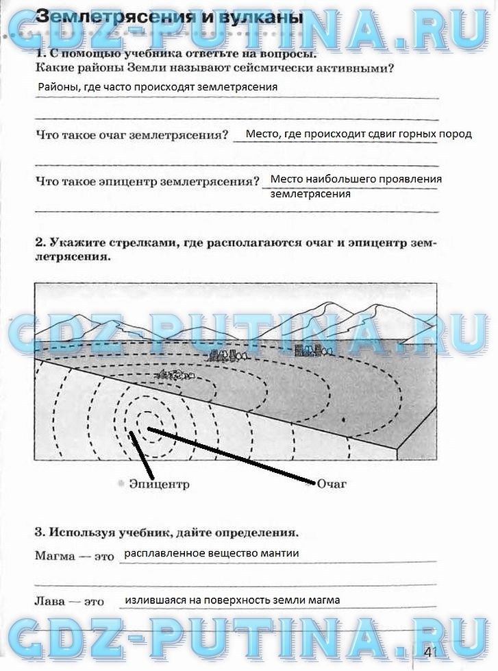 Рабочая тетрадь, 5 класс, Плешаков А.А., Сонин Н.И., 2014 - 2016, задание: 41