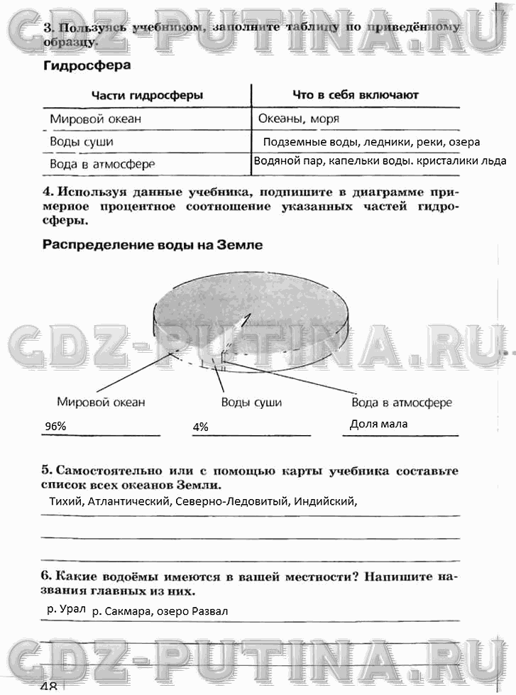 Рабочая тетрадь, 5 класс, Плешаков А.А., Сонин Н.И., 2014 - 2016, задание: 48