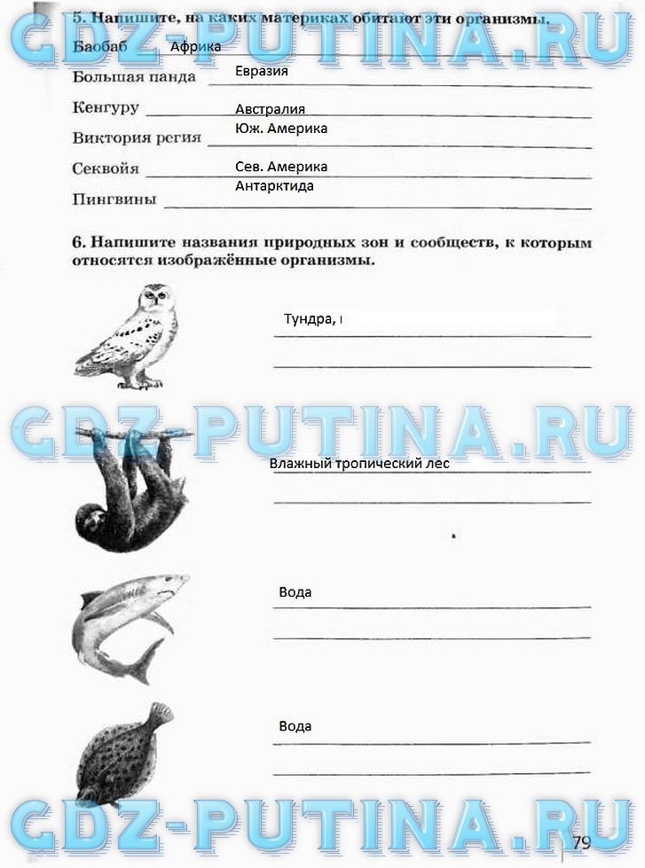 Рабочая тетрадь, 5 класс, Плешаков А.А., Сонин Н.И., 2014 - 2016, задание: 79