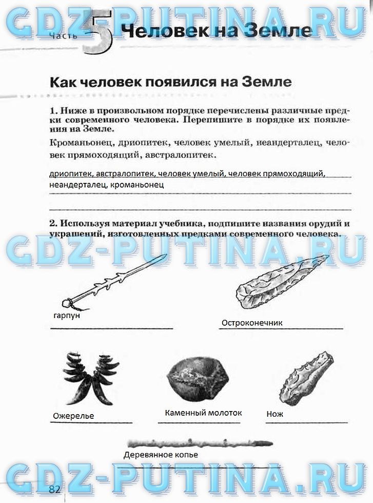 Рабочая тетрадь, 5 класс, Плешаков А.А., Сонин Н.И., 2014 - 2016, задание: 82