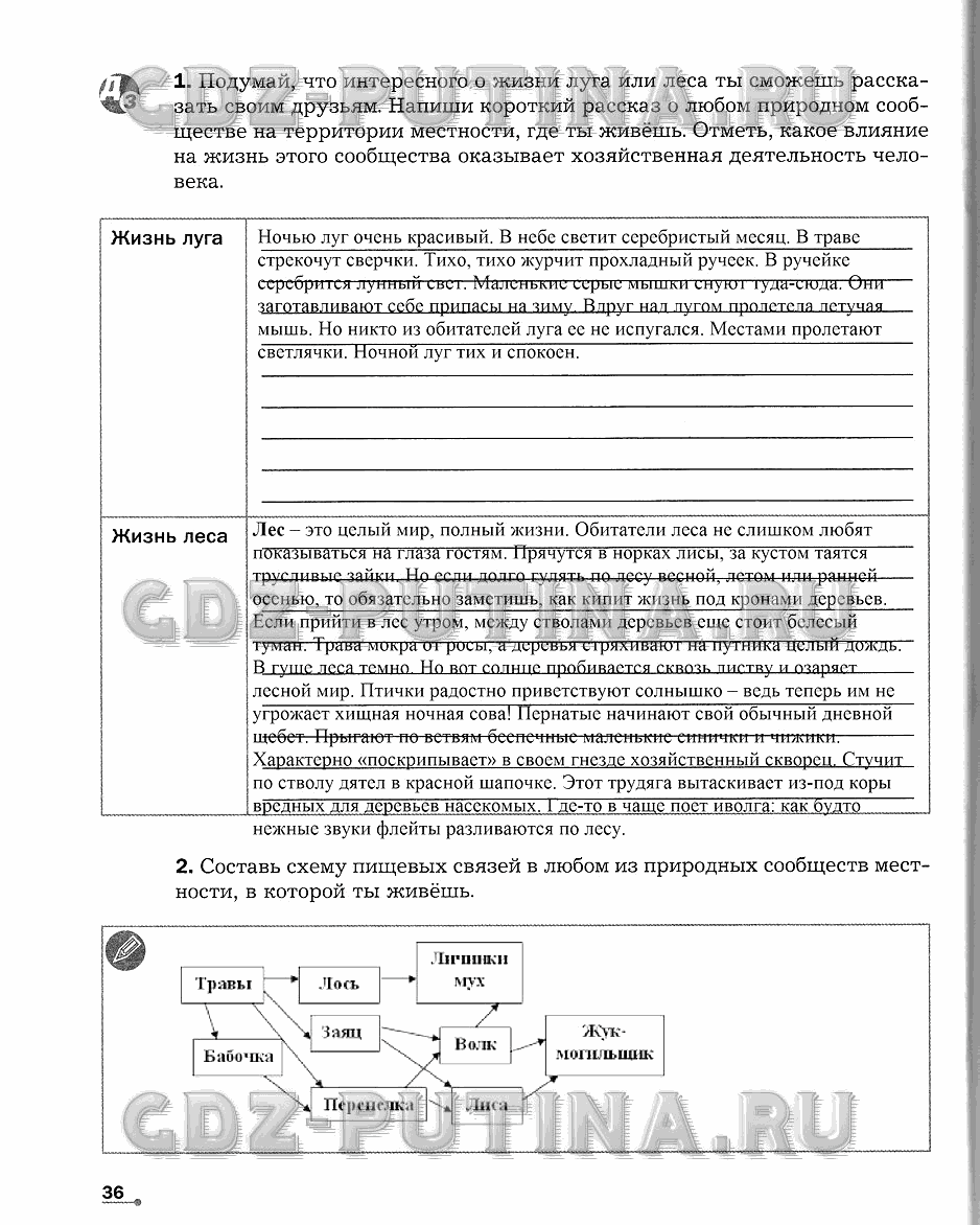 Рабочая тетрадь. Часть 2, 5 класс, Сухова Т.С., Строганов В. И., 2013 - 2015, задание: 36